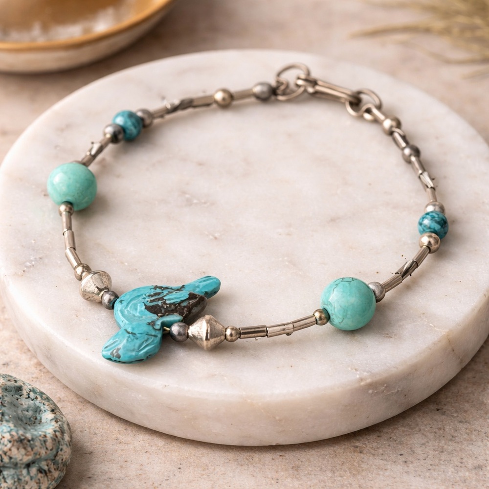 .925 Sterling Silver Turquoise Zuni Bird Fetish Bracelet | Southwestern Jewelry